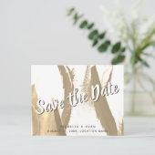 Abstrakte Golden Tulip Floral Wedding Save the Dat Ankündigungspostkarte (Stehend Vorderseite)