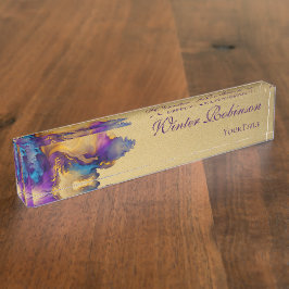 Abstrakte goldene Aquarellfarbe Namensplakette