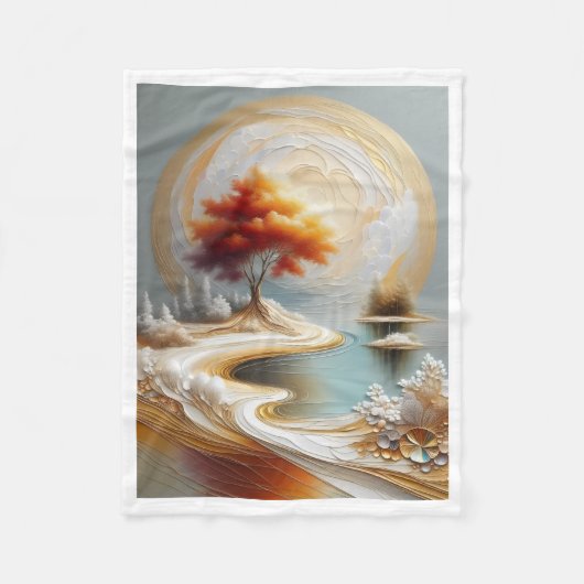 Abstrakte goldene Baumlandschaft-Decke Fleecedecke (Vorderseite)