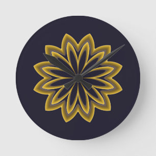 Abstrakte Goldene Blume Runde Wanduhr