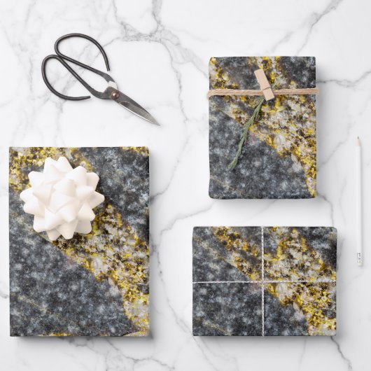 Abstrakte goldene funkelnde felsige Textur Geschenkpapier Set (Vorderseite)