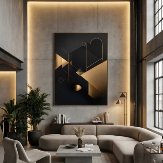 Abstrakte goldene Geometrie Poster