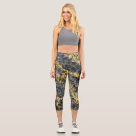 Abstrakte goldene Glitzern-Felsstruktur Capri Leggings