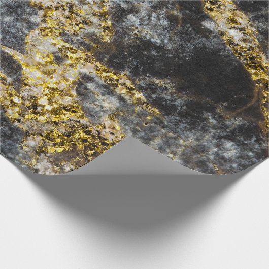 Abstrakte goldene Glitzern-Felsstruktur Geschenkpapier (Ecke)