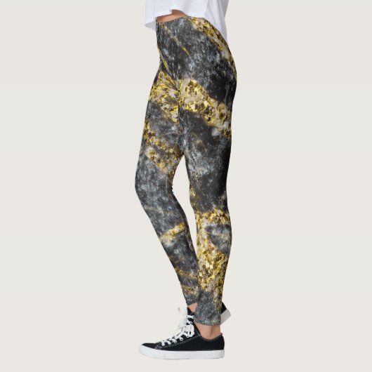 Abstrakte goldene Glitzern-Felsstruktur Leggings (Links)