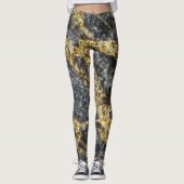 Abstrakte goldene Glitzern-Felsstruktur Leggings (Vorderseite)