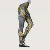 Abstrakte goldene Glitzern-Felsstruktur Leggings (Rechts)