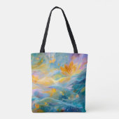 Abstrakte goldene Lotus-Schwebeblumen Tasche (Rückseite)