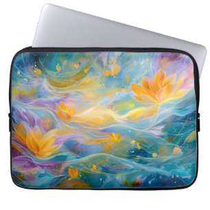 Abstrakte goldene Lotus-Schwimmblumen Laptopschutzhülle
