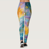 Abstrakte goldene Lotus-Schwimmblumen Leggings (Rückseite)