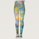 Abstrakte goldene Lotus-Schwimmblumen Leggings (Vorderseite)