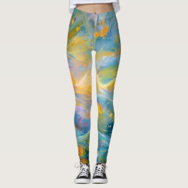 Abstrakte goldene Lotus-Schwimmblumen Leggings