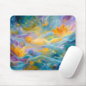 Abstrakte goldene Lotus-Schwimmblumen Mousepad (Mit Mouse)