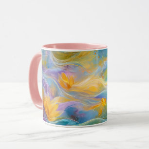 Abstrakte goldene Lotus-Schwimmblumen Tasse