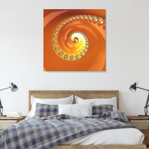 Abstrakte goldene orangefarbene Gradientenspirale Leinwanddruck
