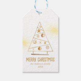 Abstrakte Goldene Ornamente Bäume Frohe Weihnachte Geschenkanhänger