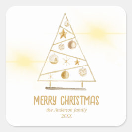 Abstrakte Goldene Ornamente Bäume Frohe Weihnachte Quadratischer Aufkleber