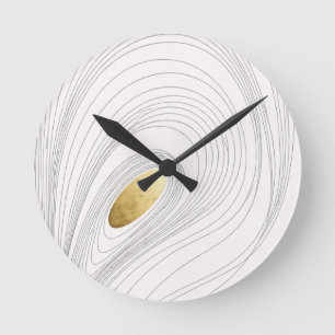 Abstrakte goldene ovale Wandkunst Runde Wanduhr