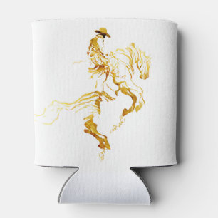 Abstrakte goldene Pferd und Reiter Dosenkühler