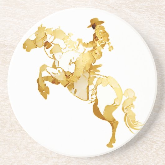 Abstrakte goldene Pferd und Reiter Getränkeuntersetzer (Vorne)