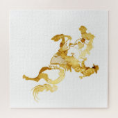 Abstrakte goldene Pferd und Reiter Puzzle (Horizontal)