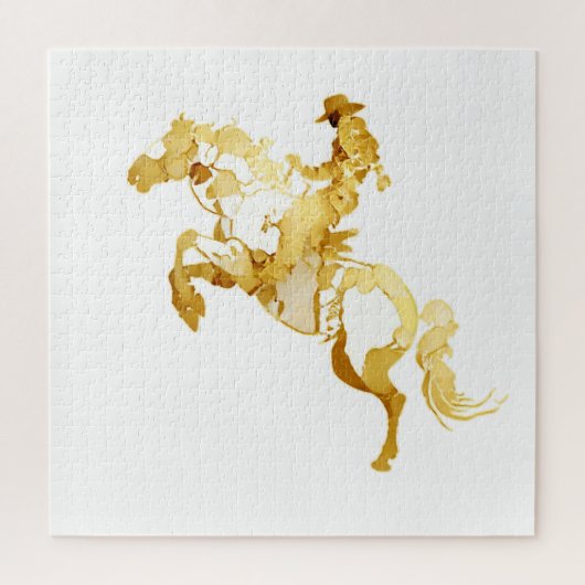 Abstrakte goldene Pferd und Reiter Puzzle (Vertikal)