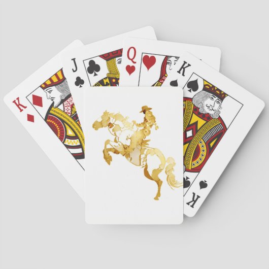 Abstrakte goldene Pferd und Reiter Spielkarten (Rückseite)