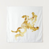 Abstrakte goldene Pferd und Reiter Wandteppich (Vorderseite (Horizontal))