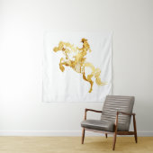 Abstrakte goldene Pferd und Reiter Wandteppich (Beispiel)