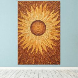 Abstrakte goldene Sonnenblume mit strukturierten B Leinwanddruck