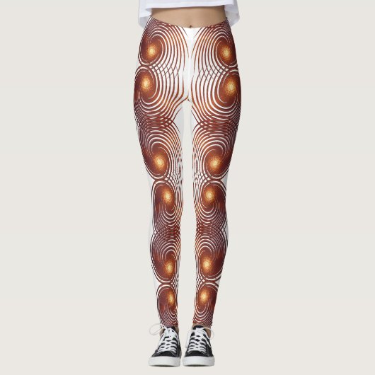Abstrakte goldene Spirale Leggings (Vorderseite)