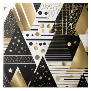 abstrakte goldene und schwarze Dreiecksfliese Fliese