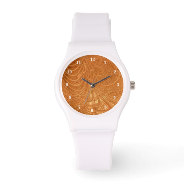 Abstrakte goldene Wave Watch Armbanduhr (Vorderseite)