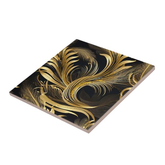 Abstrakte Goldene Wirbel Fliese (Seite)