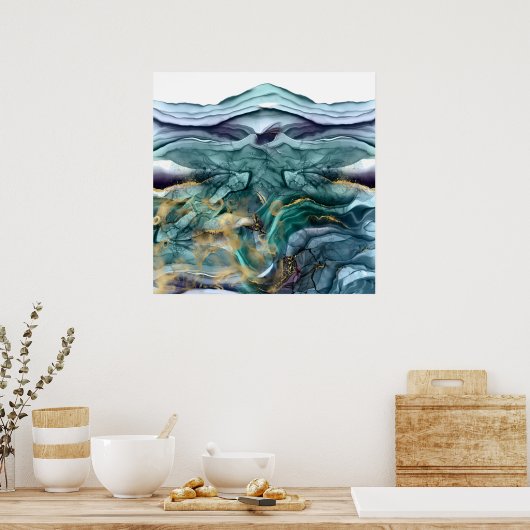 Abstrakte Goldfarbe Poster (Küche)