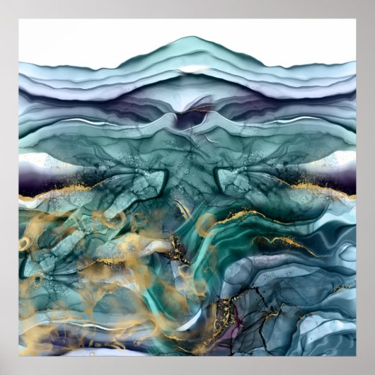 Abstrakte Goldfarbe Poster (Vorne)