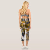 Abstrakte goldfarbene Linien Felsstruktur Capri Leggings (Rückseite)