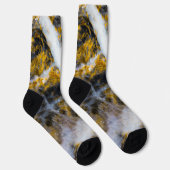 Abstrakte goldfarbene Linien Felsstruktur Socken (Rechts)