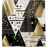 abstrakte, goldfarbene und schwarze Dreiecke Dusch Duschvorhang (Vorderseite)