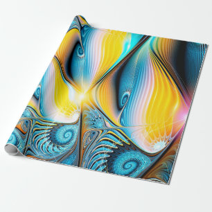 Abstrakte, goldgelbe und blaue, moderne Lichtkugel Geschenkpapier