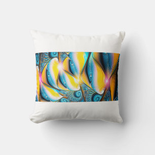 Abstrakte, goldgelbe und blaue, moderne Lichtkugel Kissen