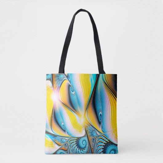 Abstrakte, goldgelbe und blaue, moderne Lichtkugel Tasche (Vorderseite)
