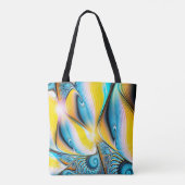 Abstrakte, goldgelbe und blaue, moderne Lichtkugel Tasche (Rückseite)