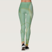 Abstrakte goldgrüne Blume Leggings (Rückseite)