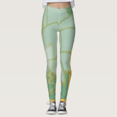 Abstrakte goldgrüne Blume Leggings (Vorderseite)