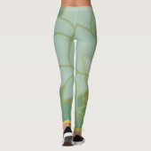 Abstrakte goldgrüne Blume Leggings (Rückseite)