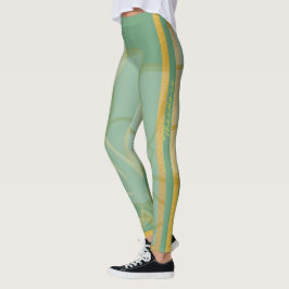 Abstrakte goldgrüne Blume Leggings