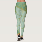 Abstrakte goldgrüne Blume Leggings (Rückseite)
