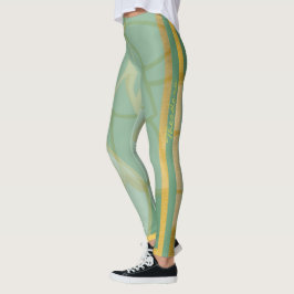 Abstrakte goldgrüne Blume Leggings