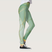 Abstrakte goldgrüne Blume Leggings (Rechts)